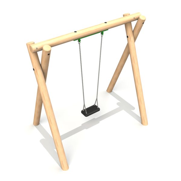 Single Commercial Swing Frame with flat seat – Radiata Pine round timber