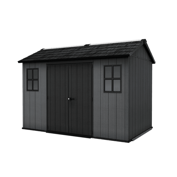 Keter 11’x7.5′ Newton Plus Side Entry Plastic Shed – Dark Grey