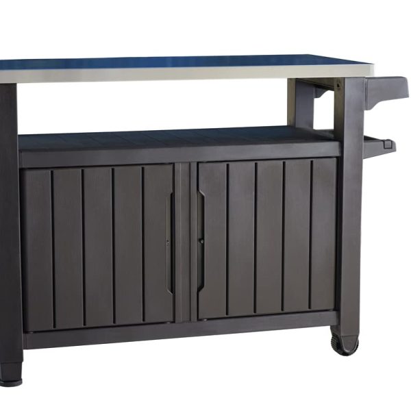 Keter Unity XL BBQ Side Table, Dimensions 134 x 51.7 x 89.6 cm, Grey, Weatherproof