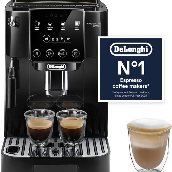 De'Longhi Magnifica ECAM222.20.B, Automatic Coffee Machine with Milk Nozzle, Bean to Cup Espresso Machine with 4 One-Touch Recipes, Soft-Touch Control Panel, 1450W, Black