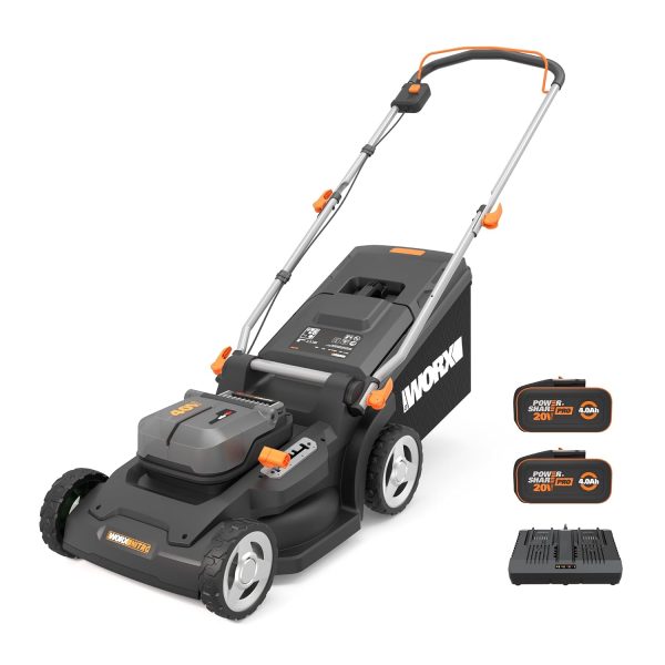 Cordless Lawn Mower 37cm Cutting Width 6 Height Settings 20-70mm 40V 4.0Ah Black