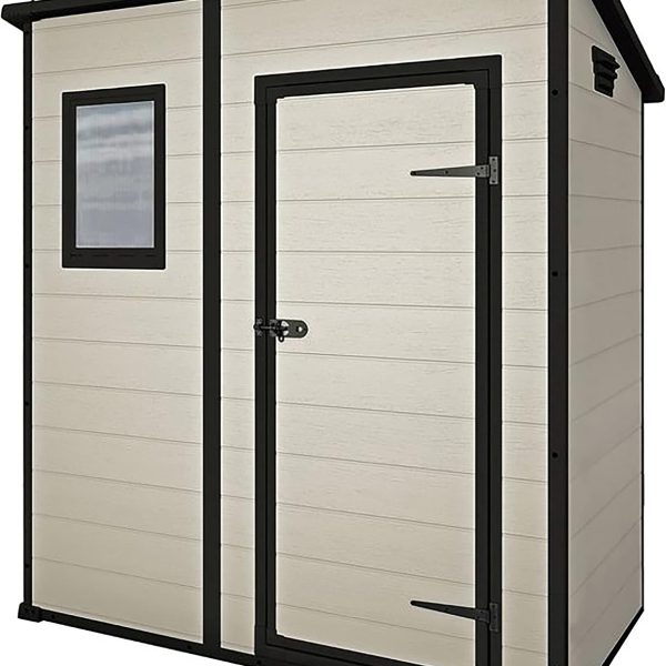 Keter Manor Pent 6 x 4 ft Resin Garden Storage Shed - Beige/Brown