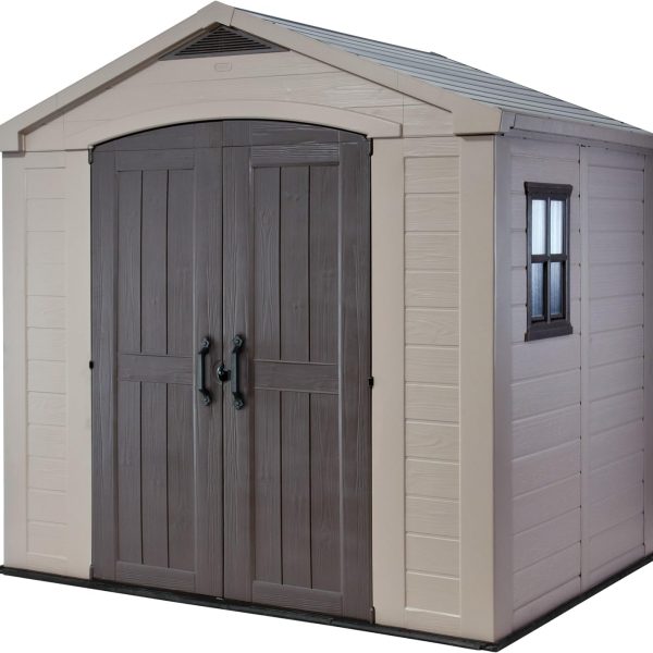 Resin Garden Storage Shed 8 X 6 Ft Brown Double Doors Lockable