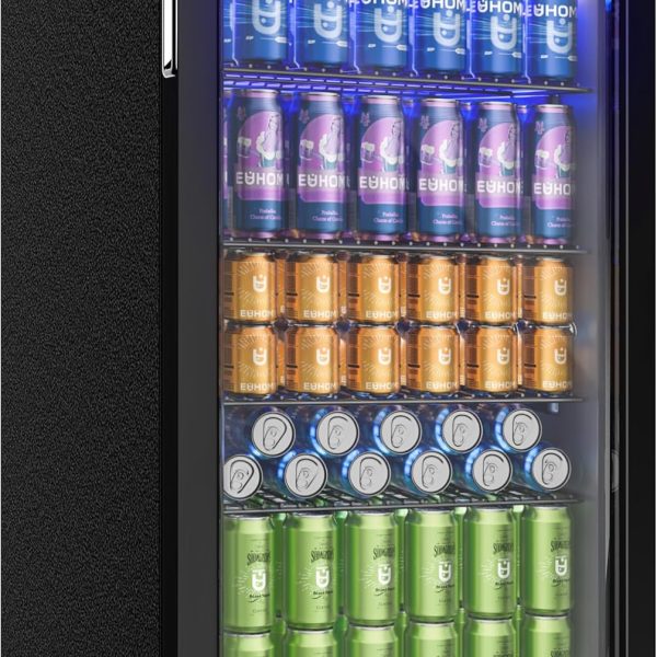 EUHOMY JC-90VEL-F 93L Freestanding Beverage Refrigerator Glass Door Black