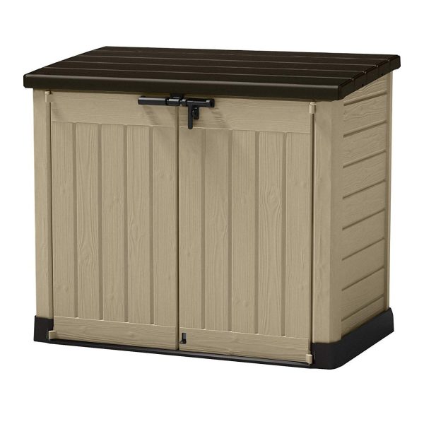 1200L Garden Storage Box - Beige & Brown, Front & Top Access