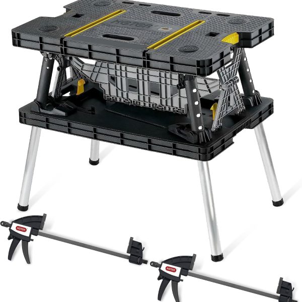 Keter Folding Portable Workbench with 12-inch Clamps