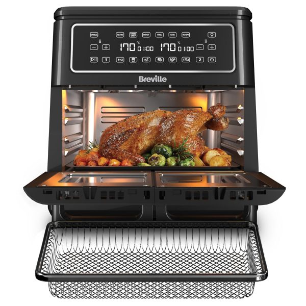 Dual Zone Digital Air Fryer 11L 2400W 10 Presets Black