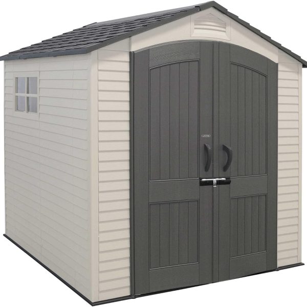 Lifetime 60190 7 x 7 ft Plastic Garden Storage Shed - Beige