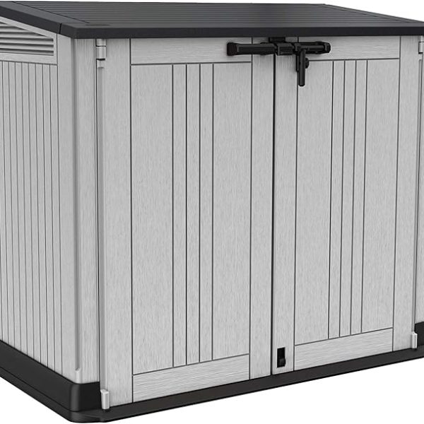 880L Resin Outdoor Storage Shed — Large Garden Storage Box in Grey