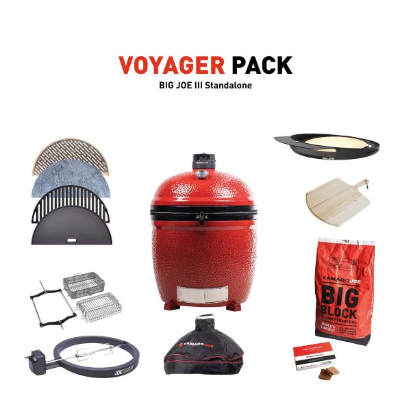 Kamado Joe Big Joe III Stand-Alone Charcoal Grill With Voyager Pack