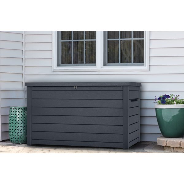 870L Large Garden Storage Box - Resin, Padlock-Ready Lid