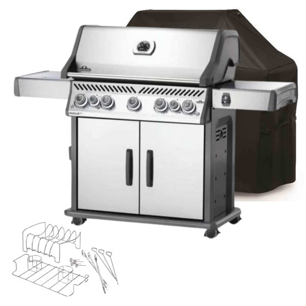 Napoleon Rogue SE 625 Propane Gas BBQ RSE625RSIBPSS-1 | Free Cover + Meat Lovers Kit