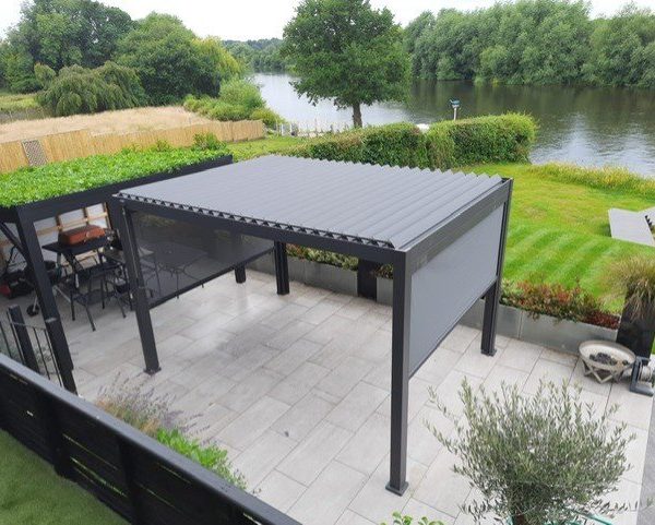 4m x 3m Rectangular Aluminium Louvered Pergola – Grey
