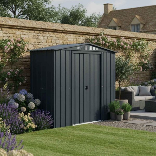 Globel 8 x 3 ft Grey Apex Metal Shed