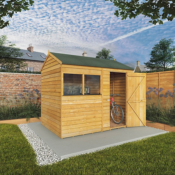 Mercia Overlap 8×6 ft Reverse apex Wooden Shed with floor & 2 windows