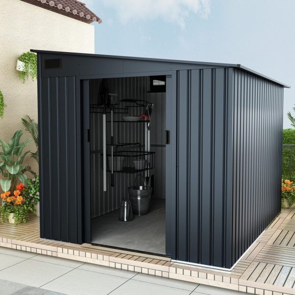 Lotus Sheds Arley 7 x 9 ft Lean To Metal Shed in Grey