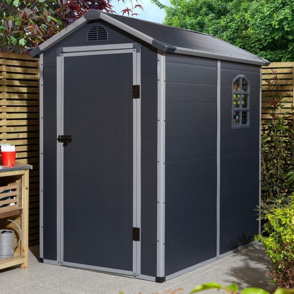 Rowlinson Airevale 4 x 6 ft Dark Grey Plastic Apex Shed