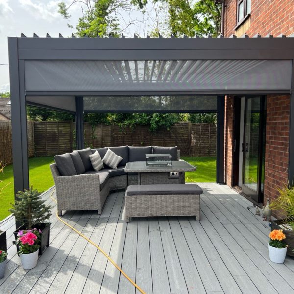 3.6m x 3m Rectangular Aluminium Louvered Pergola – Grey